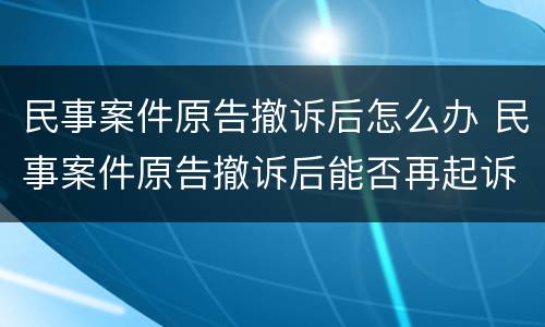民事案件原告撤诉后怎么办 民事案件原告撤诉后能否再起诉