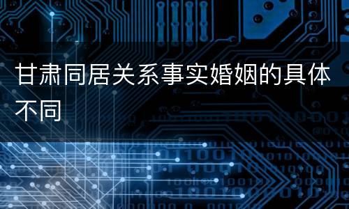 甘肃同居关系事实婚姻的具体不同