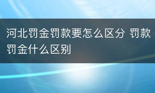 河北罚金罚款要怎么区分 罚款罚金什么区别