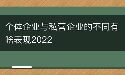 个体企业与私营企业的不同有啥表现2022