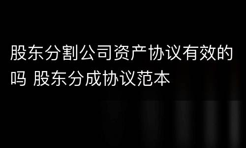 股东分割公司资产协议有效的吗 股东分成协议范本