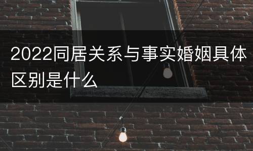 2022同居关系与事实婚姻具体区别是什么
