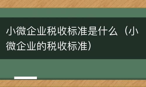小微企业税收标准是什么（小微企业的税收标准）