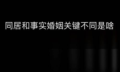 同居和事实婚姻关键不同是啥