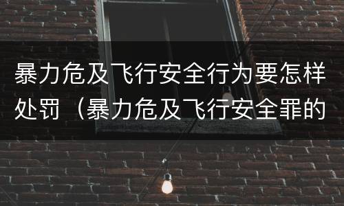 暴力危及飞行安全行为要怎样处罚（暴力危及飞行安全罪的构成要件）