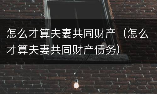 怎么才算夫妻共同财产（怎么才算夫妻共同财产债务）