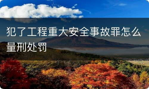 犯了工程重大安全事故罪怎么量刑处罚