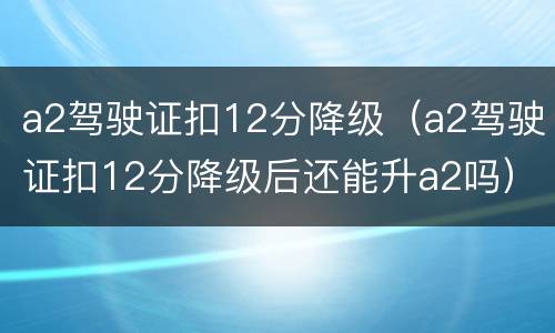 a2驾驶证扣12分降级（a2驾驶证扣12分降级后还能升a2吗）