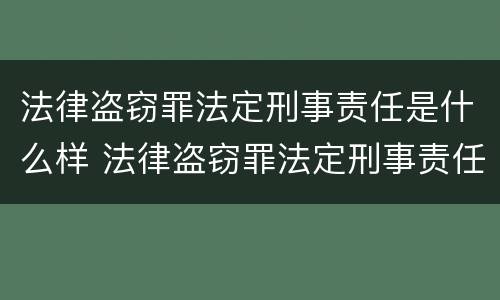 法律盗窃罪法定刑事责任是什么样 法律盗窃罪法定刑事责任是什么样的