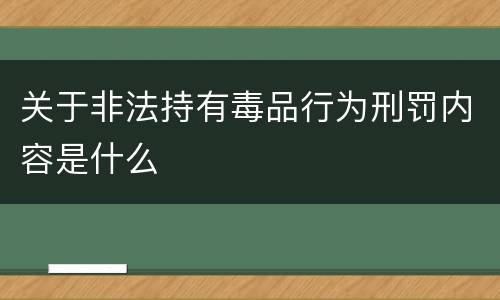 关于非法持有毒品行为刑罚内容是什么