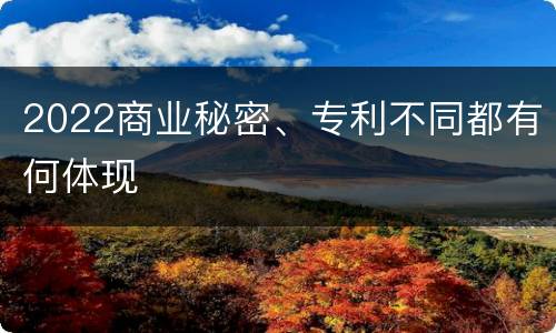 2022商业秘密、专利不同都有何体现