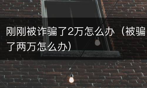 刚刚被诈骗了2万怎么办（被骗了两万怎么办）