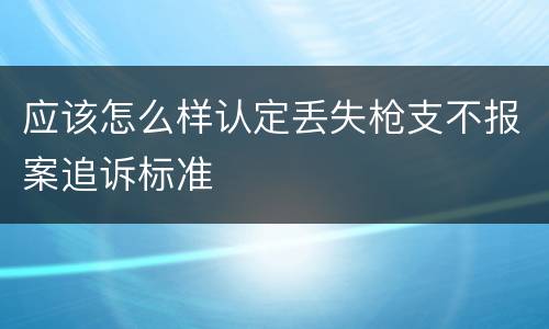应该怎么样认定丢失枪支不报案追诉标准