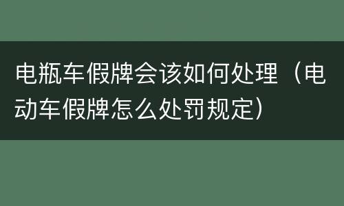电瓶车假牌会该如何处理（电动车假牌怎么处罚规定）