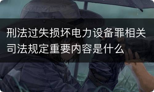 刑法过失损坏电力设备罪相关司法规定重要内容是什么