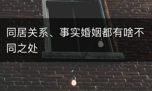 同居关系、事实婚姻都有啥不同之处