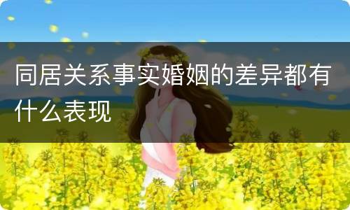 同居关系事实婚姻的差异都有什么表现
