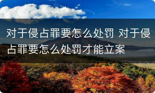 对于侵占罪要怎么处罚 对于侵占罪要怎么处罚才能立案