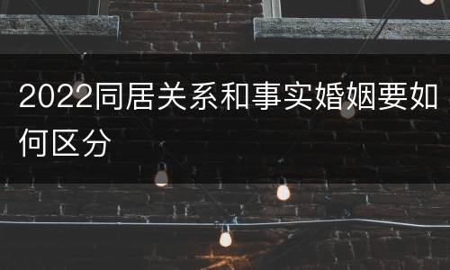 2022同居关系和事实婚姻要如何区分