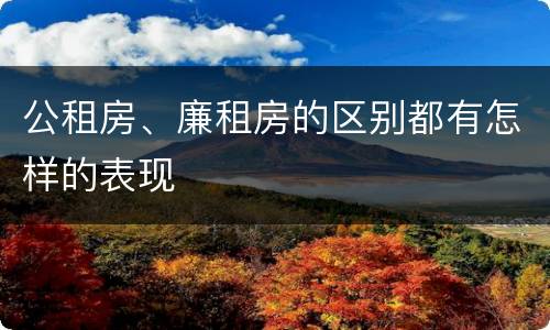 公租房、廉租房的区别都有怎样的表现