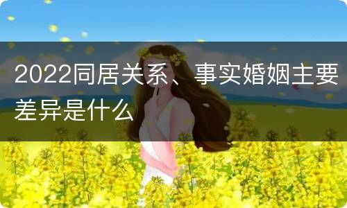 2022同居关系、事实婚姻主要差异是什么