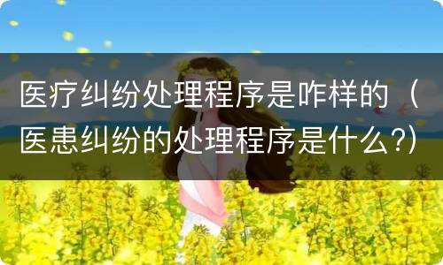医疗纠纷处理程序是咋样的（医患纠纷的处理程序是什么?）