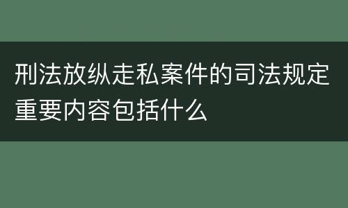 刑法放纵走私案件的司法规定重要内容包括什么