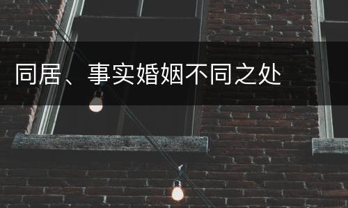 同居、事实婚姻不同之处