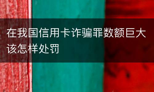 在我国信用卡诈骗罪数额巨大该怎样处罚