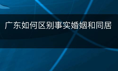 广东如何区别事实婚姻和同居