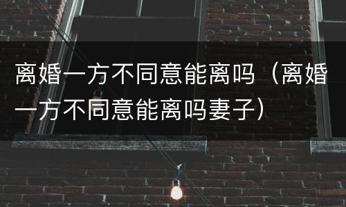离婚一方不同意能离吗（离婚一方不同意能离吗妻子）