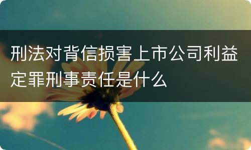 刑法对背信损害上市公司利益定罪刑事责任是什么