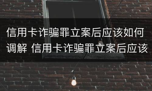 信用卡诈骗罪立案后应该如何调解 信用卡诈骗罪立案后应该如何调解呢