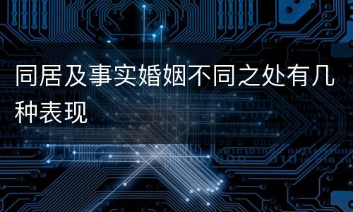 同居及事实婚姻不同之处有几种表现