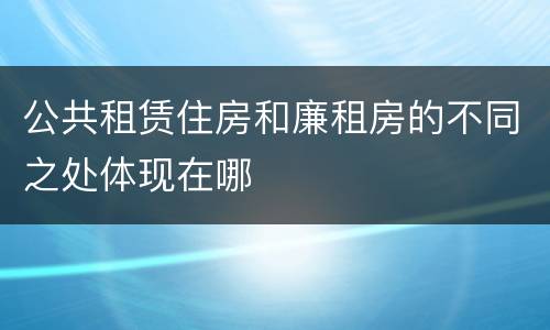 公共租赁住房和廉租房的不同之处体现在哪