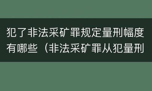 犯了非法采矿罪规定量刑幅度有哪些（非法采矿罪从犯量刑标准）