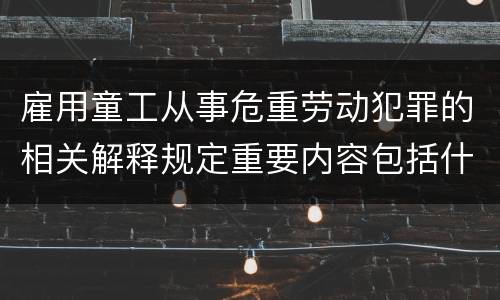 雇用童工从事危重劳动犯罪的相关解释规定重要内容包括什么