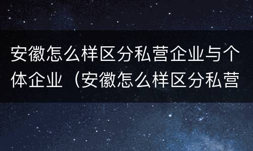 安徽怎么样区分私营企业与个体企业（安徽怎么样区分私营企业与个体企业呢）