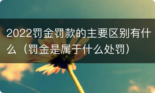 2022罚金罚款的主要区别有什么（罚金是属于什么处罚）