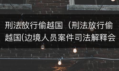 刑法放行偷越国（刑法放行偷越国(边境人员案件司法解释会如何规定）