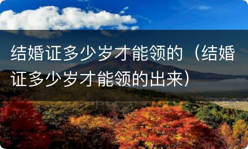 结婚证多少岁才能领的（结婚证多少岁才能领的出来）