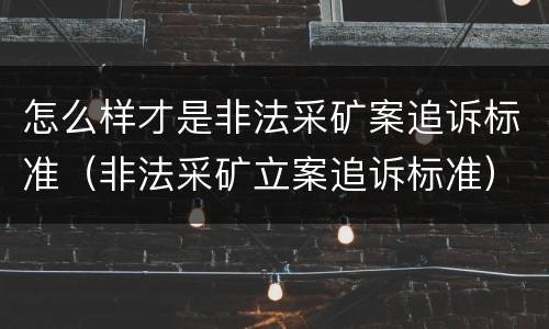 怎么样才是非法采矿案追诉标准（非法采矿立案追诉标准）