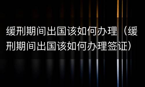 缓刑期间出国该如何办理（缓刑期间出国该如何办理签证）