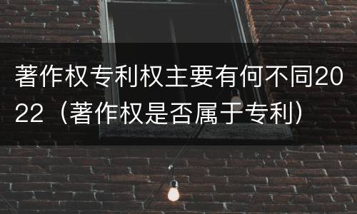 著作权专利权主要有何不同2022（著作权是否属于专利）