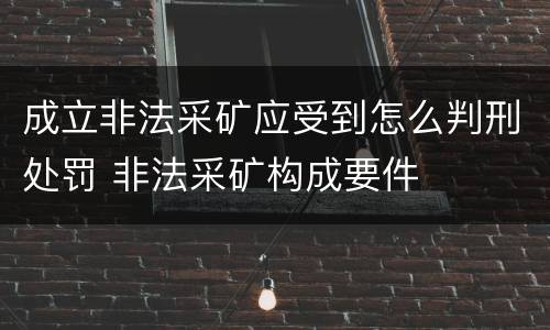 成立非法采矿应受到怎么判刑处罚 非法采矿构成要件