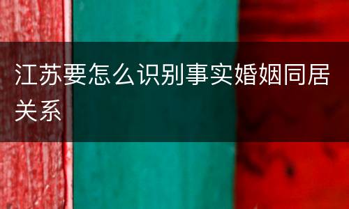江苏要怎么识别事实婚姻同居关系