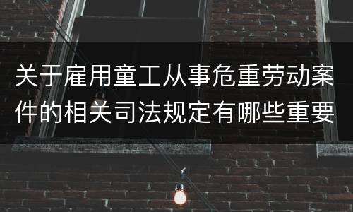 关于雇用童工从事危重劳动案件的相关司法规定有哪些重要内容