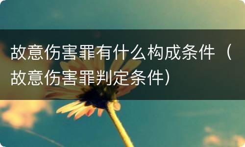 故意伤害罪有什么构成条件（故意伤害罪判定条件）