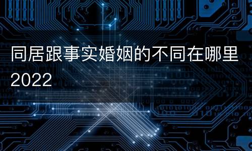 同居跟事实婚姻的不同在哪里2022