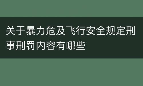 关于暴力危及飞行安全规定刑事刑罚内容有哪些